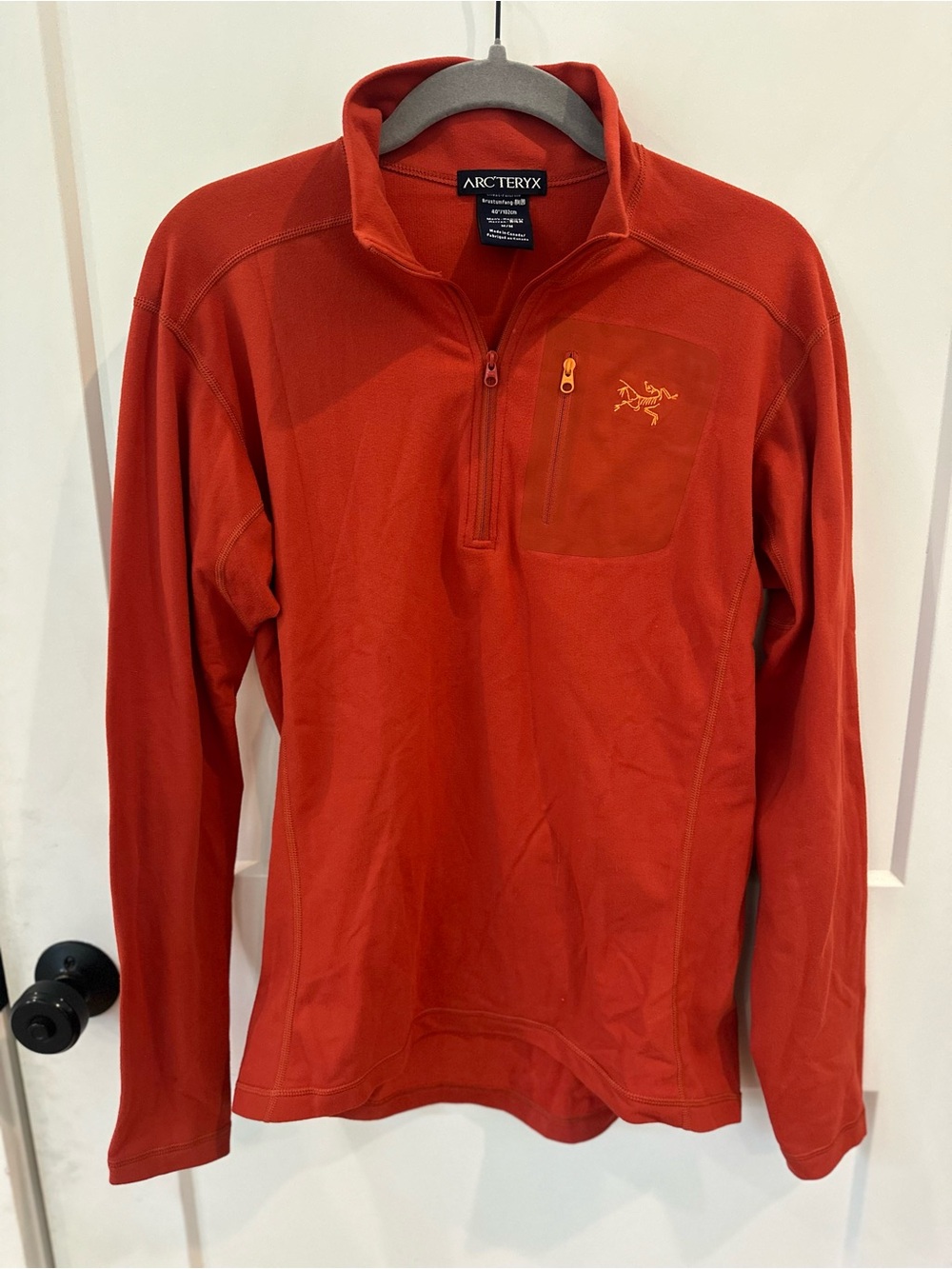 Arc’teryx Men’s Quarter Zip Fleece Pullover Rust Orange Size M